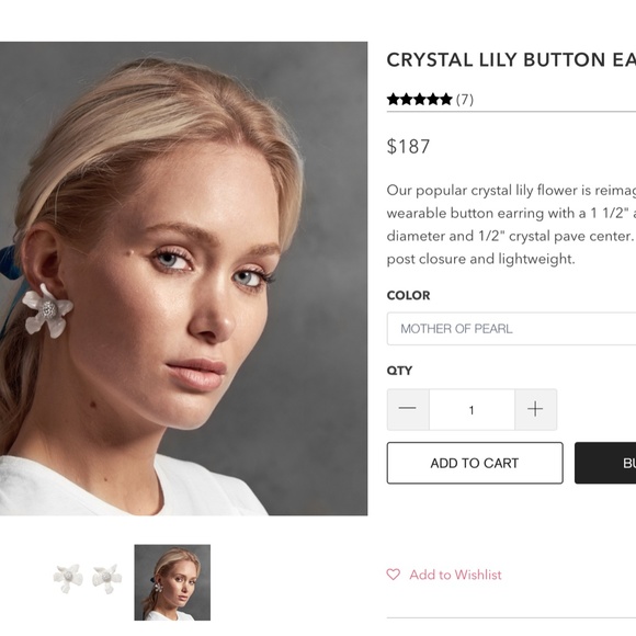 New Lele Sadoughi Crystal Lily Button Earr… - Picture 10 of 10